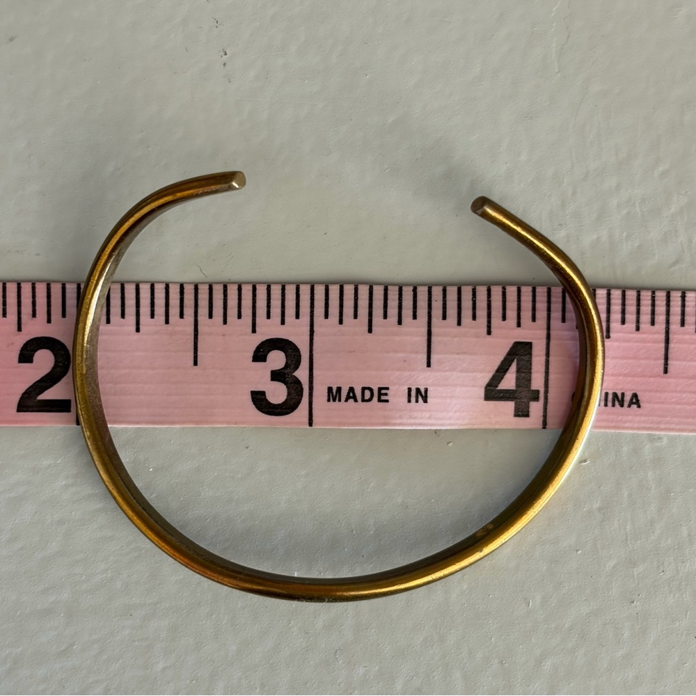Sergio Lub Thin Brass Copper Cuff Bracelet 
Signed Stamped SIZE: Small Designer - Picture 3 of 7